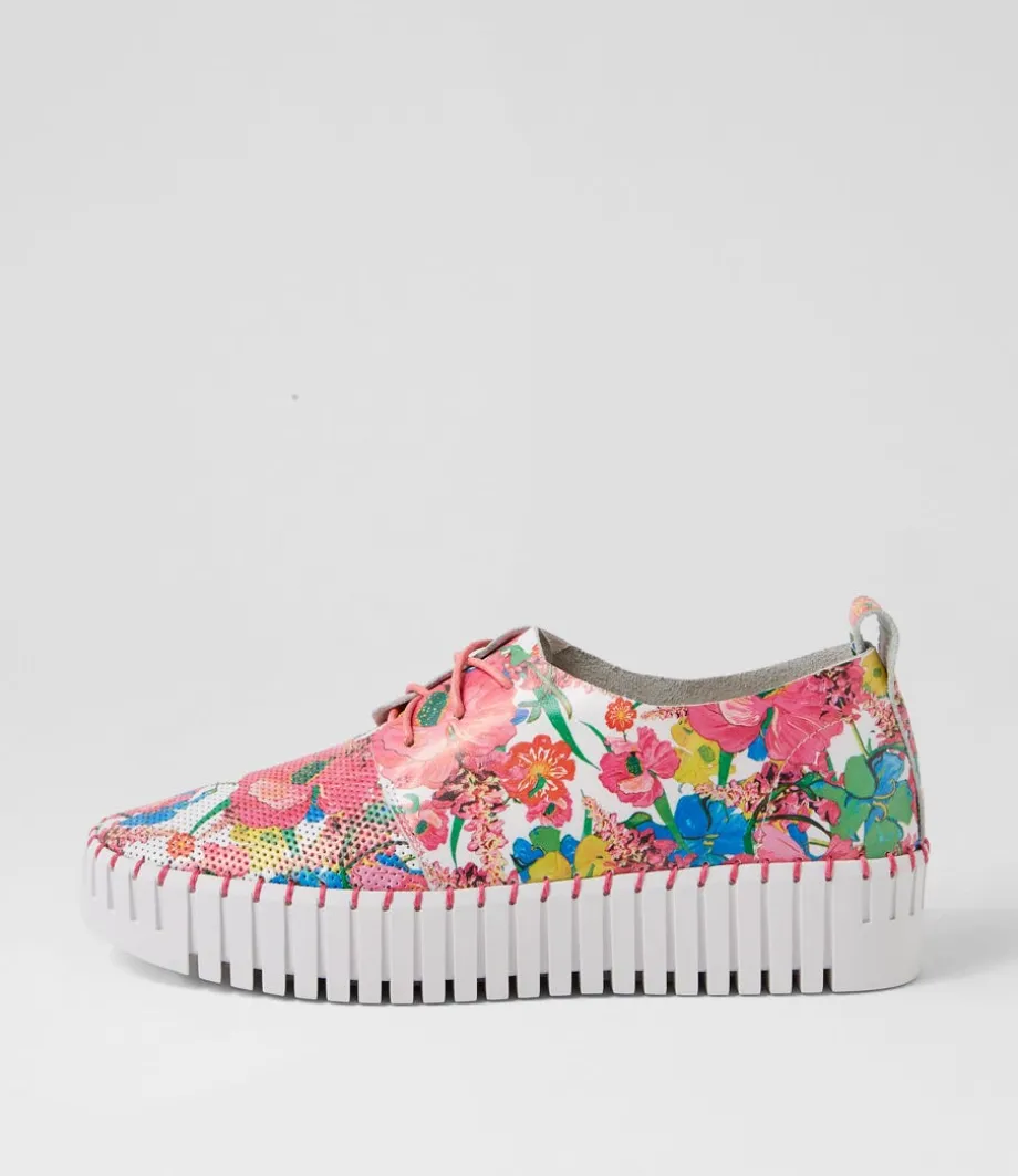 Batu White Flowermania Leather Sneakers<DJANGO & JULIETTE Discount