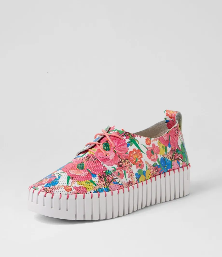 Batu White Flowermania Leather Sneakers<DJANGO & JULIETTE Discount