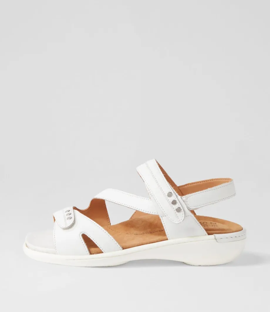 Beaux W White Leather Sandals<ZIERA Hot