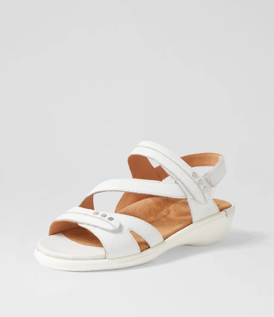 Beaux W White Leather Sandals<ZIERA Hot