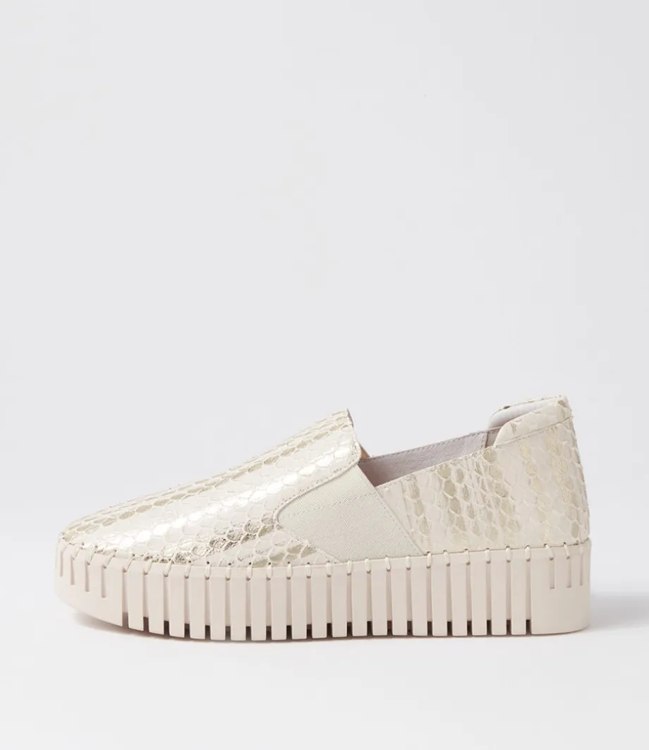 Becca Almond Metallic Cut Leather Sneakers<DJANGO & JULIETTE Clearance