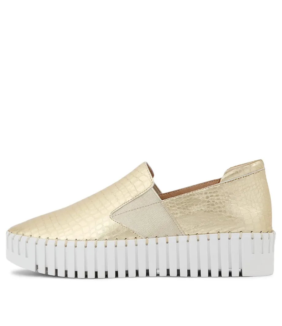 Becca Gold Croco Leather Sneakers Ws<DJANGO & JULIETTE Fashion