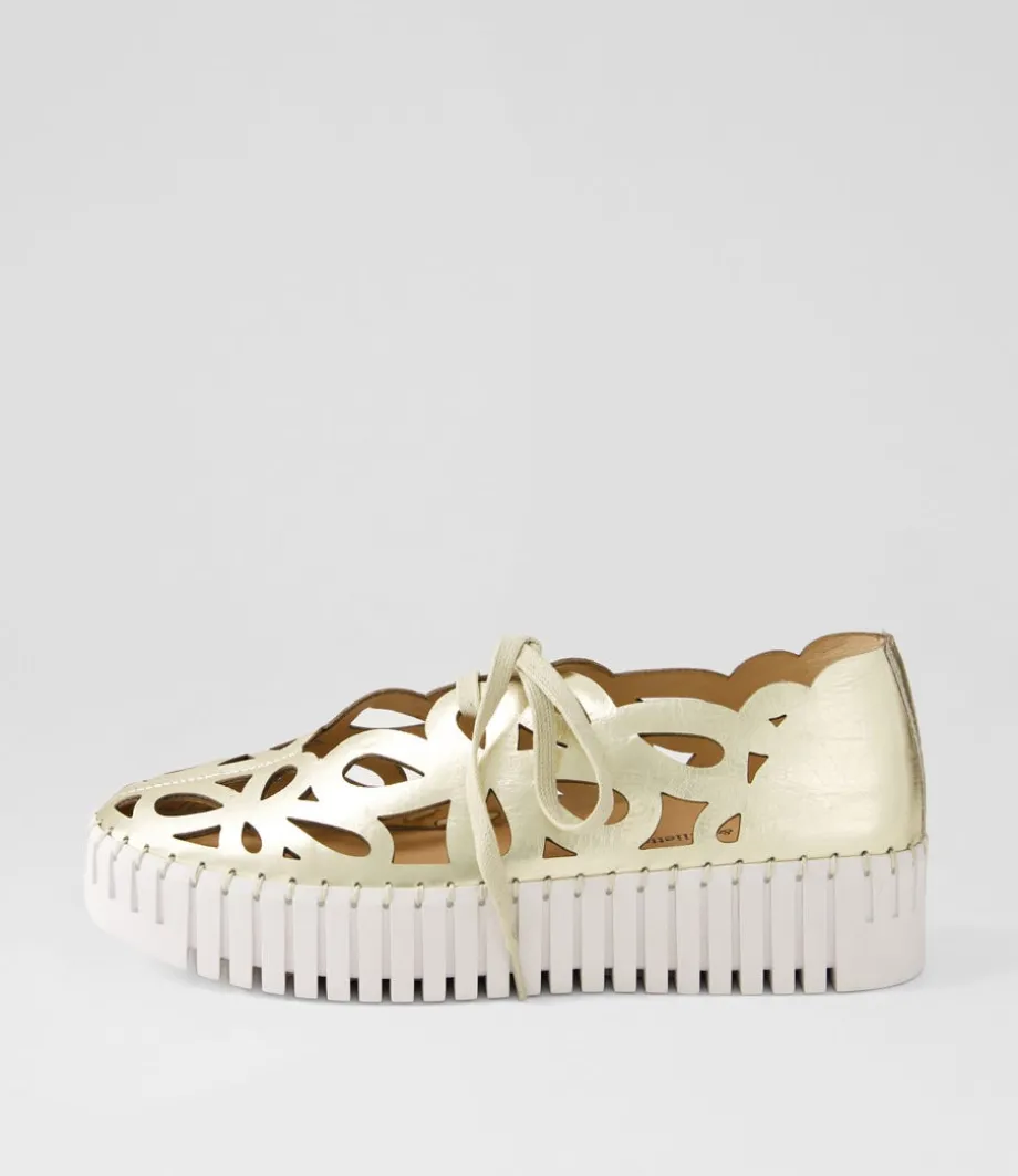 Bello Pale Gold Crush Leather Sneakers<DJANGO & JULIETTE Store