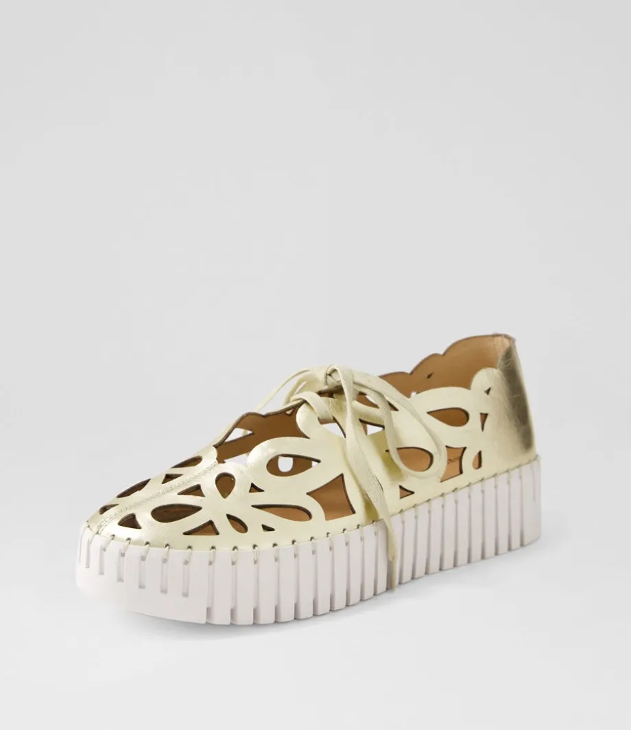 Bello Pale Gold Crush Leather Sneakers<DJANGO & JULIETTE Store