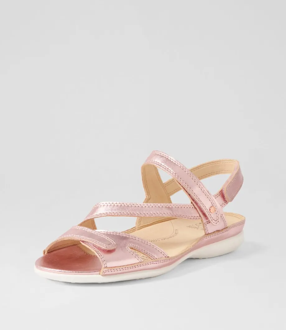 Belta W Rose Metallic Leather Sandals<ZIERA Clearance