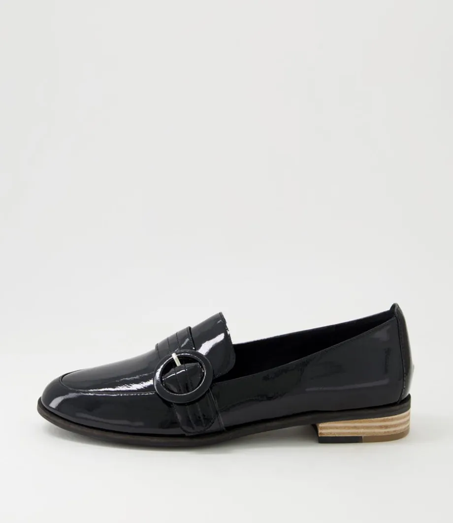 Benza Black Wrinkle Patent Leather Flat Shoes<DJANGO & JULIETTE Best Sale