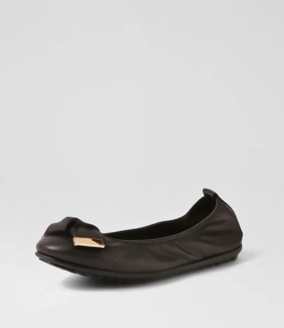 Biddies Black Leather Flat Shoes<DJANGO & JULIETTE Cheap