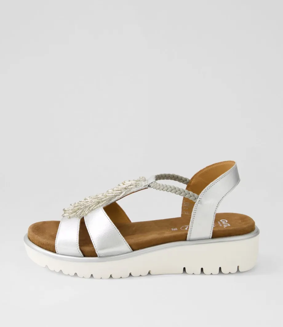 Bilbao 12 Silber Leather Sandals<ARA Store