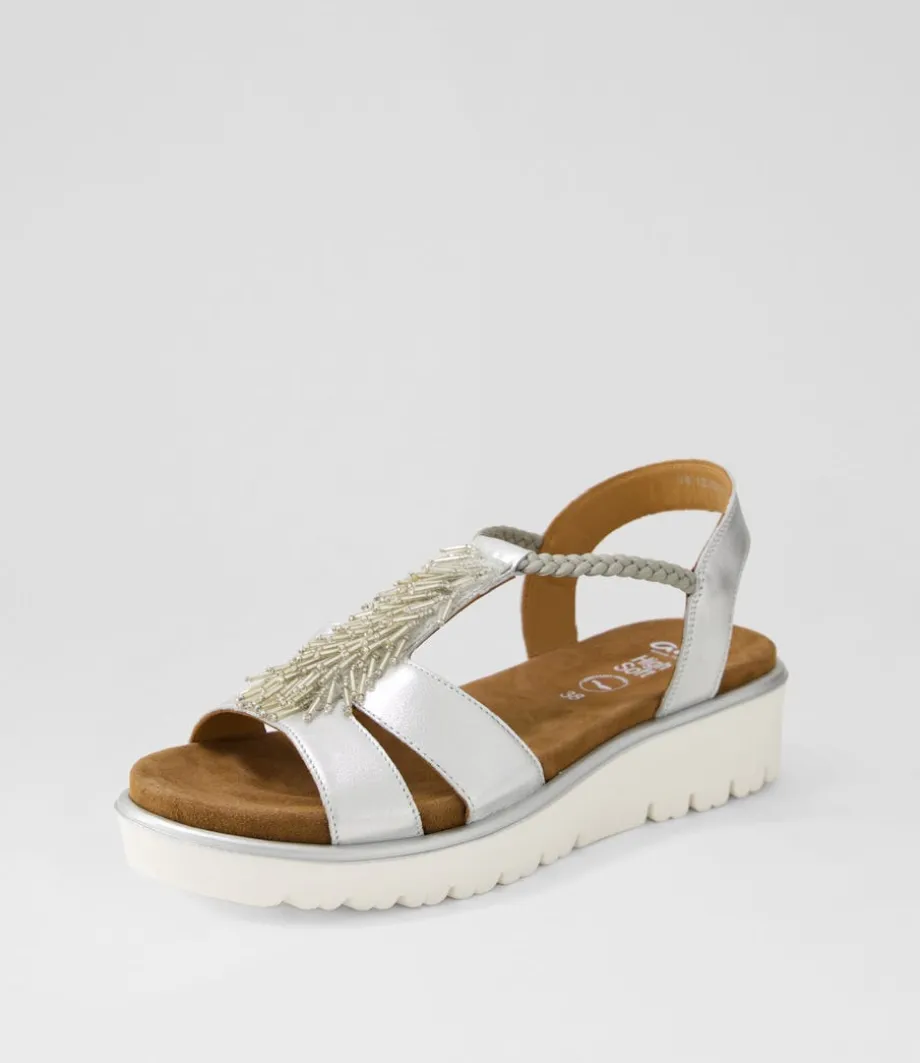 Bilbao 12 Silber Leather Sandals<ARA Store