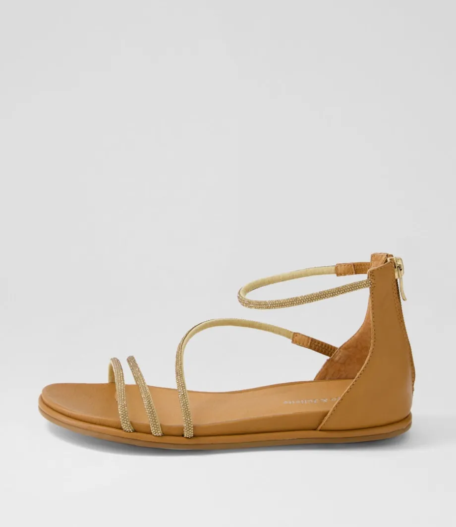 Bonn Tan Jewel Fabric Leather Sandals<DJANGO & JULIETTE Best Sale