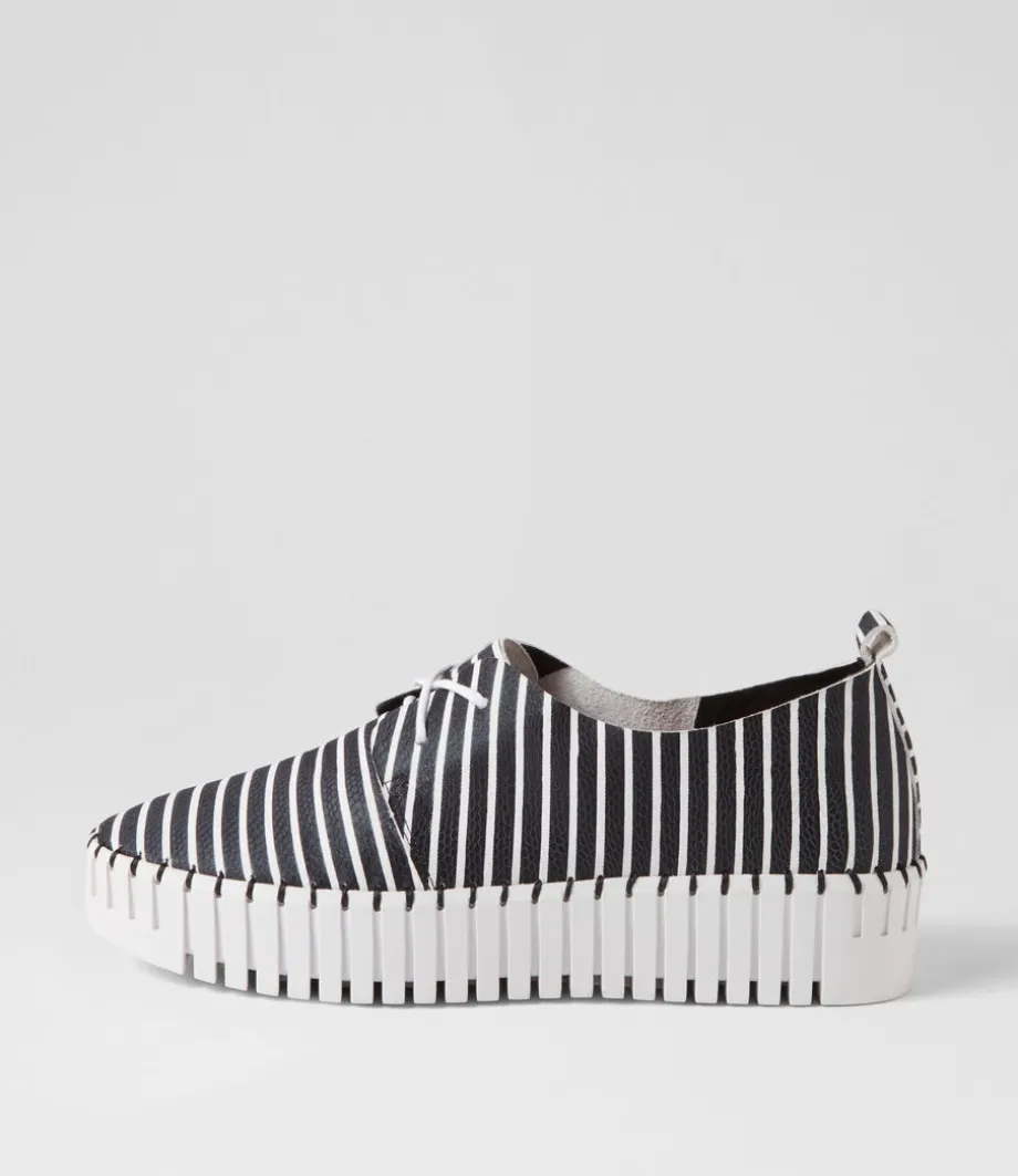 Brenda Black White Stripe Leather Sneakers<DJANGO & JULIETTE Fashion