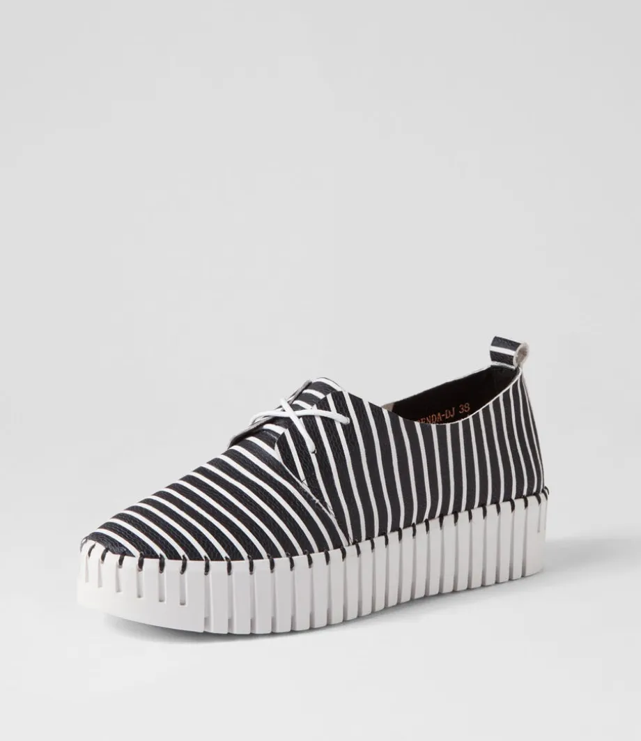 Brenda Black White Stripe Leather Sneakers<DJANGO & JULIETTE Fashion