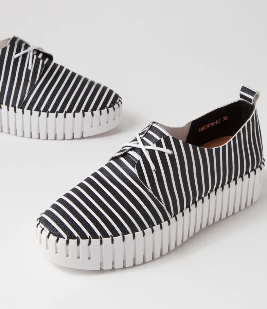 brenda_black_white_stripe_leather_sneakers_4.webp Brenda Black White Stripe Leather Sneakers<DJANGO & JULIETTE Fashion