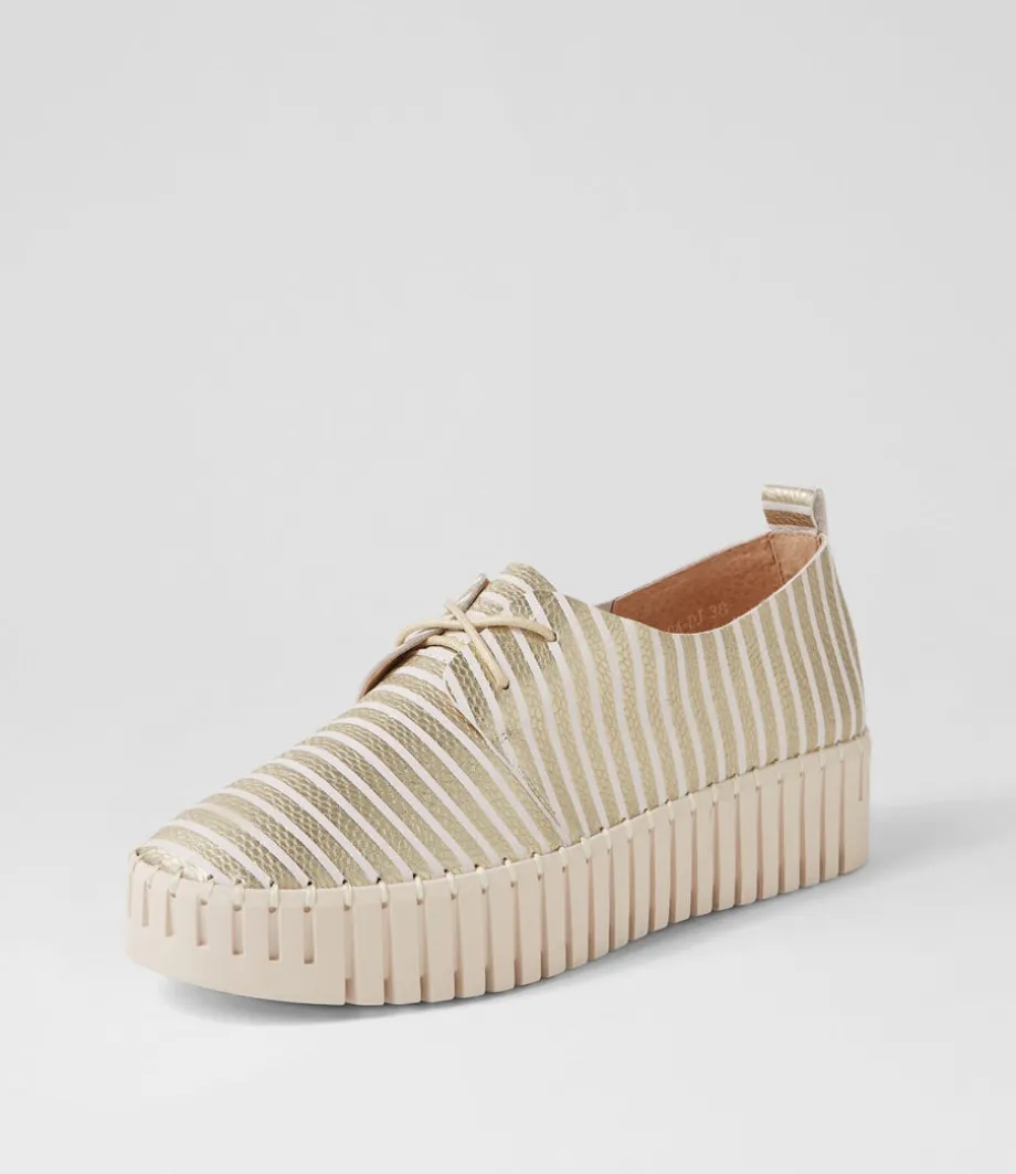 Brenda Milk Gold Stripe Leather Sneakers<DJANGO & JULIETTE Cheap