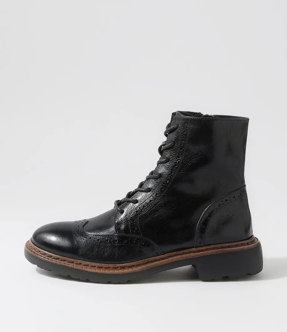 Buford Black Leather Lace Up Boots<DJANGO & JULIETTE Best Sale