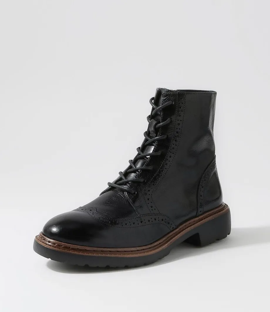 Buford Black Leather Lace Up Boots<DJANGO & JULIETTE Best Sale