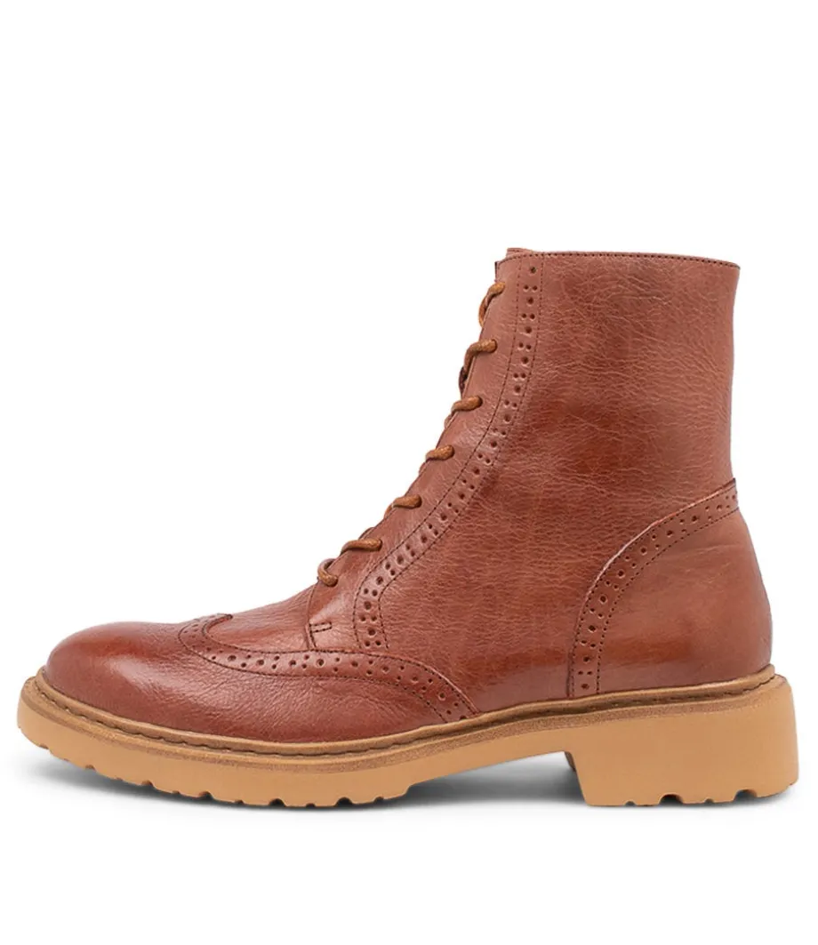 Buford Cognac Leather Lace Up Boots<DJANGO & JULIETTE Cheap