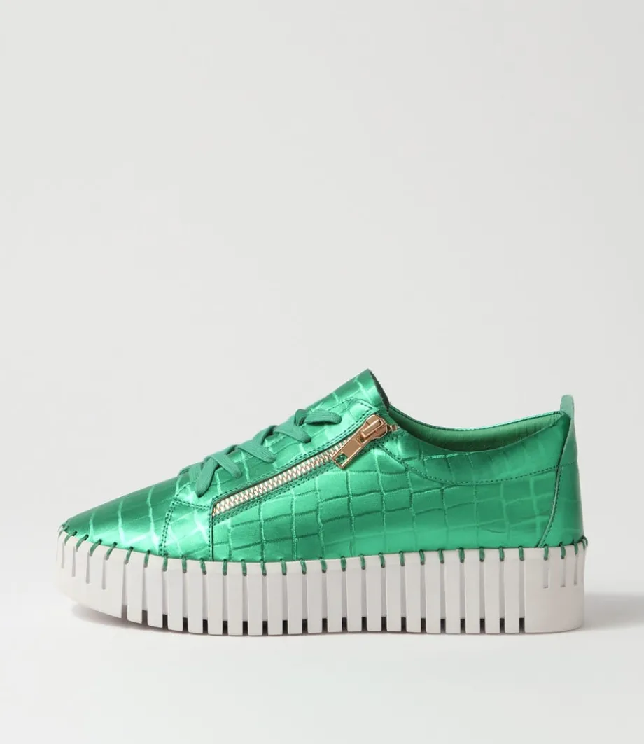 Bump Emerald White Croc Leather Sneakers<DJANGO & JULIETTE Outlet