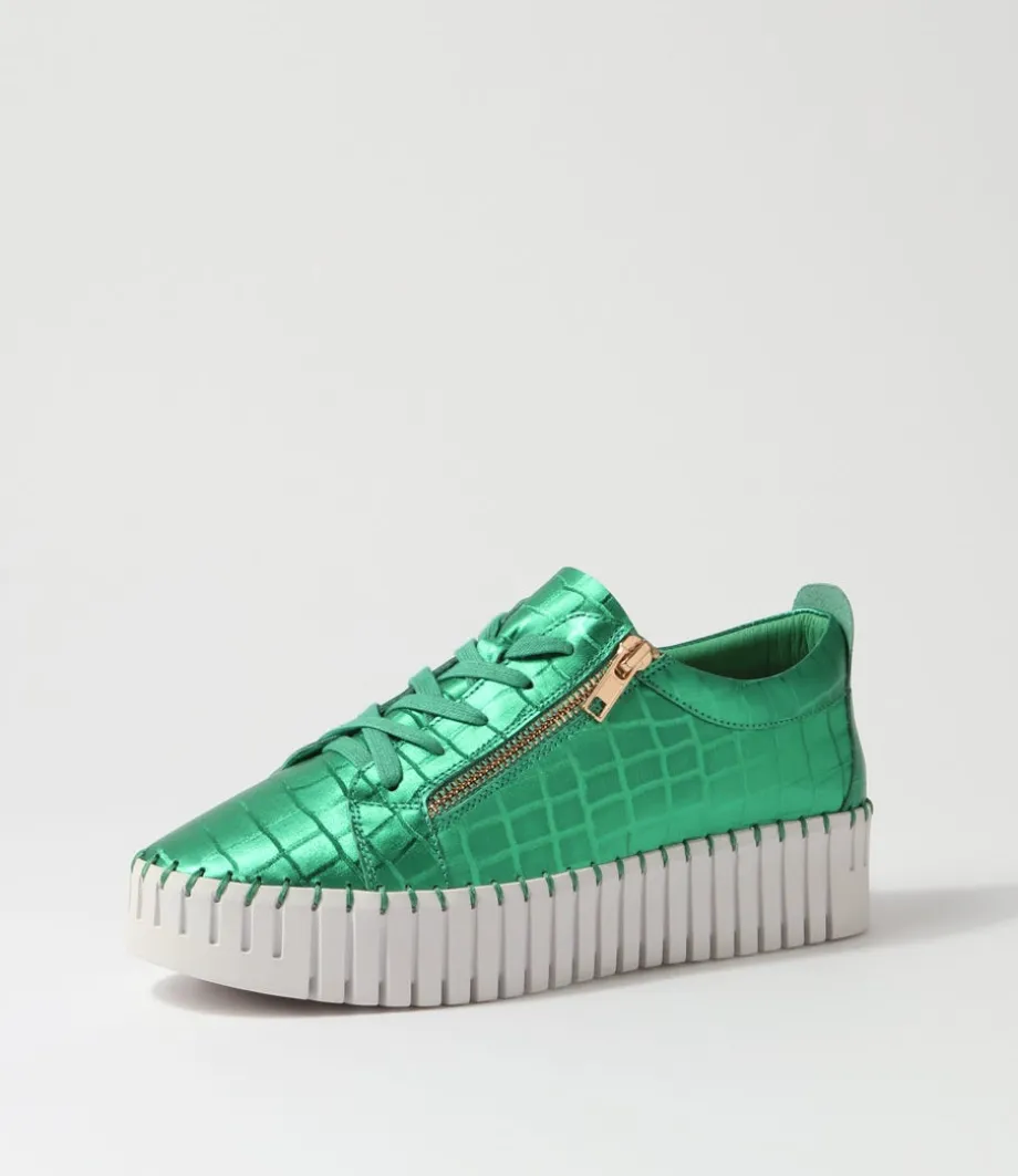 Bump Emerald White Croc Leather Sneakers<DJANGO & JULIETTE Outlet