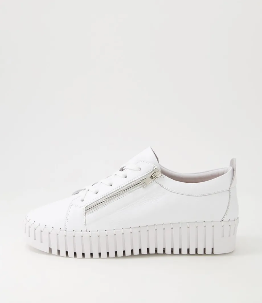 Bump White Leather Sneakers<DJANGO & JULIETTE Shop