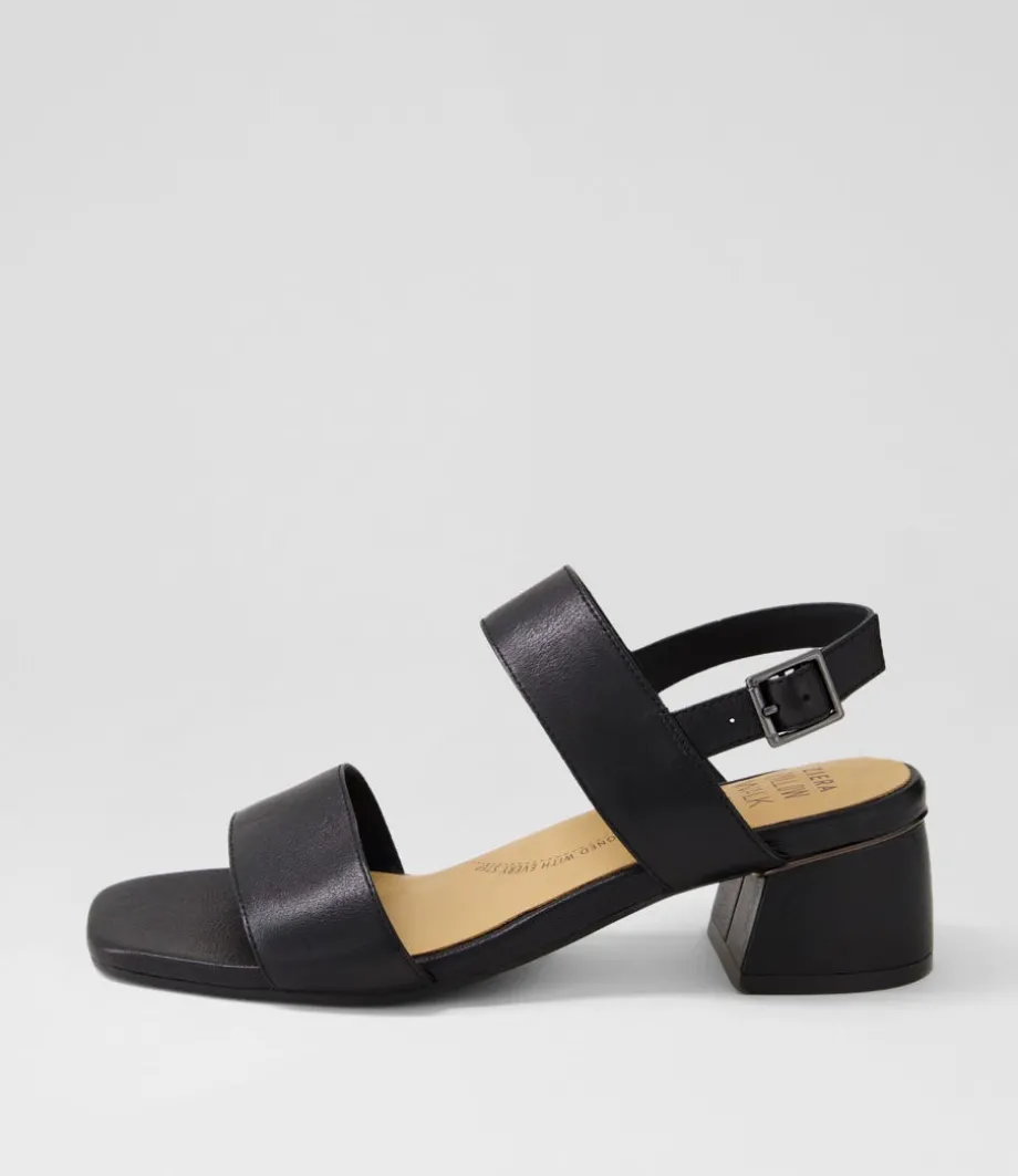 Caitlan W Black Leather Sandals<ZIERA Shop