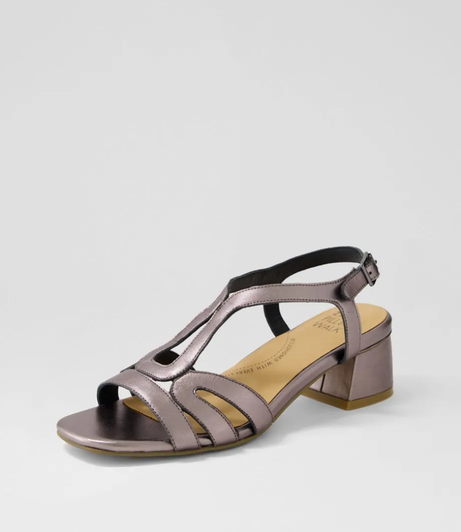 Caracas W Pewter Leather Sandals<ZIERA Cheap