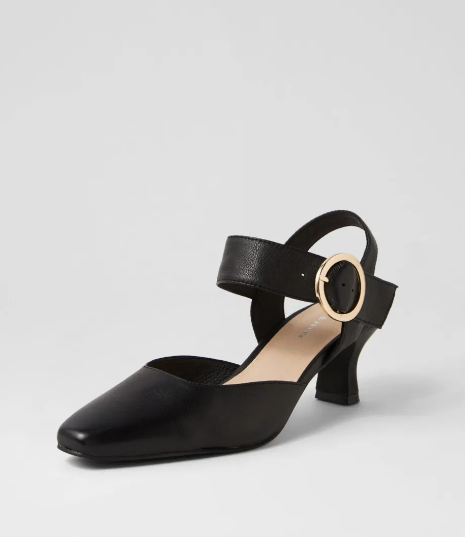 Caris Black Leather Heels<DJANGO & JULIETTE Fashion