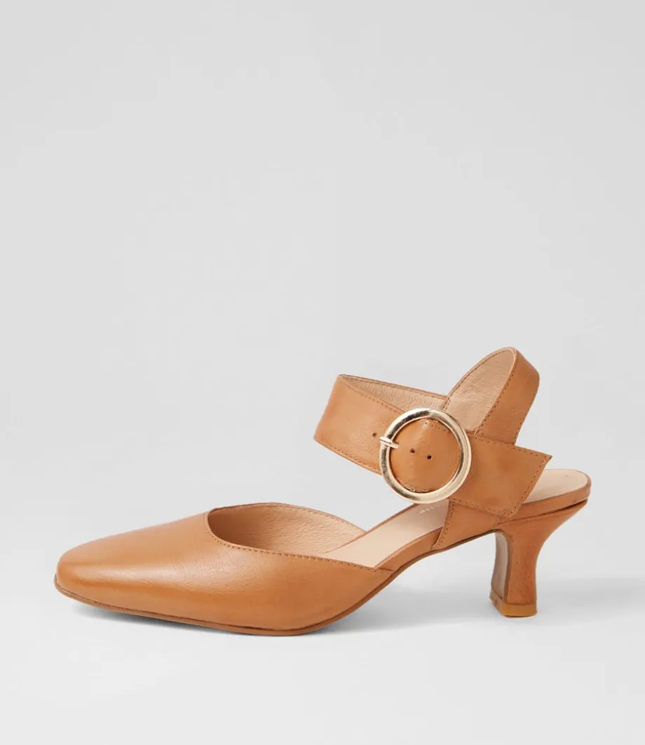 Caris Tan Leather Heels<DJANGO & JULIETTE Shop
