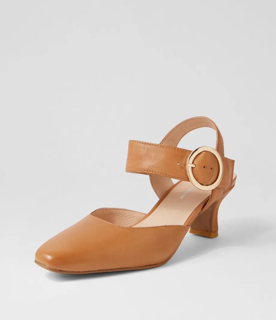 Caris Tan Leather Heels<DJANGO & JULIETTE Shop
