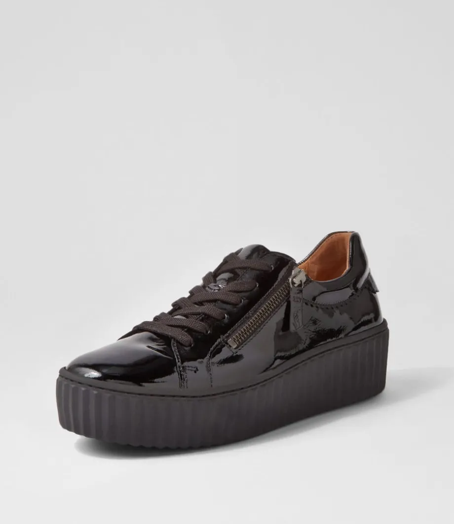 Carmelia Schwarz Patent Leather Sneakers<GABOR Store