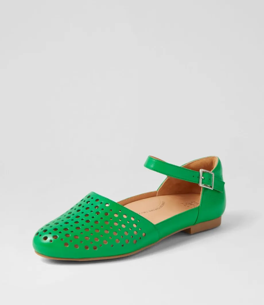 Carrole Xf Bright Emerald Leather Flat Shoes<ZIERA New