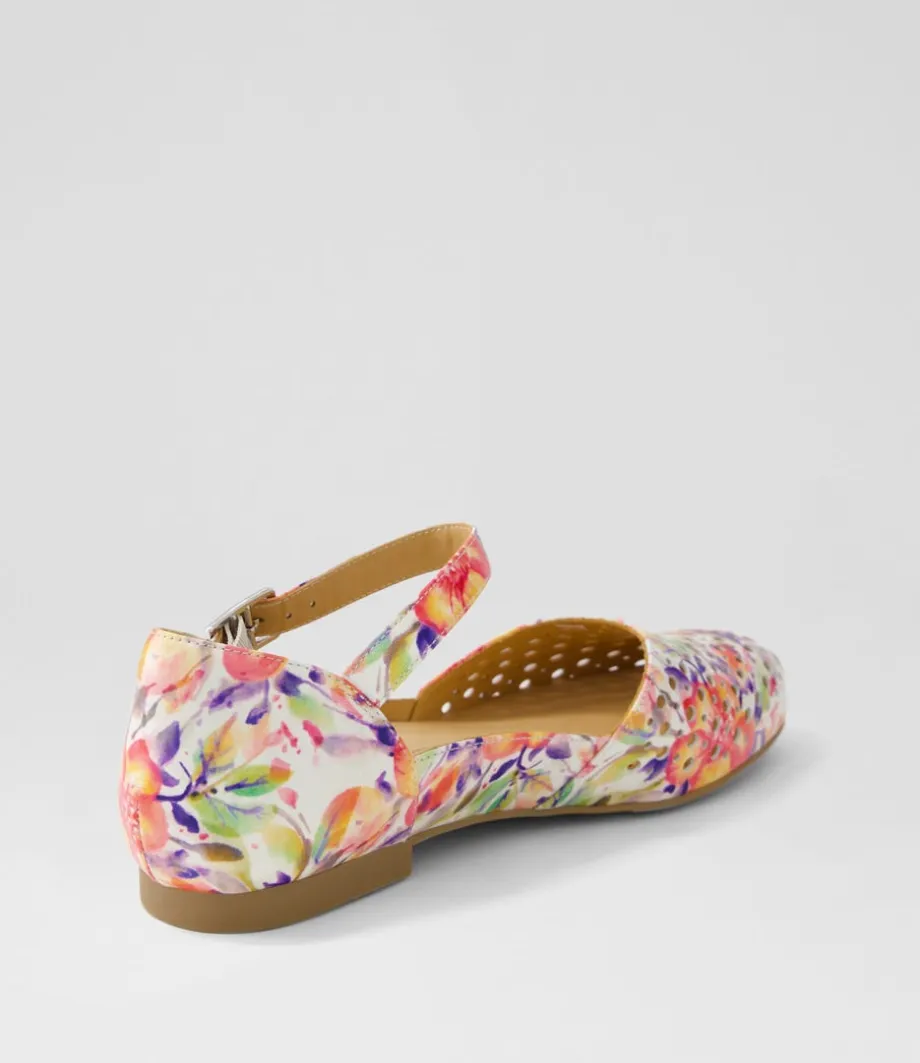 carrole_xf_orange_floral_leather_flat_shoes_2.webp Carrole Xf Orange Floral Leather Flat Shoes<ZIERA Best Sale