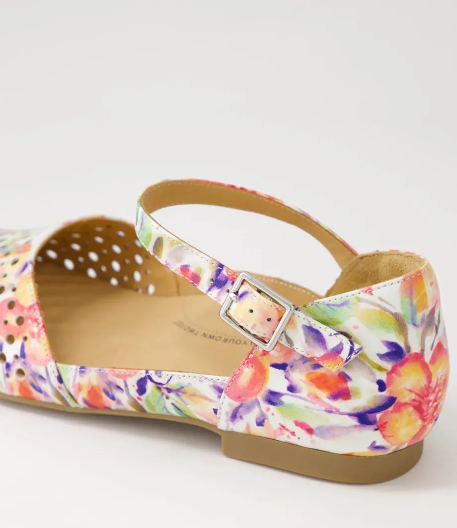 carrole_xf_orange_floral_leather_flat_shoes_4.webp Carrole Xf Orange Floral Leather Flat Shoes<ZIERA Best Sale