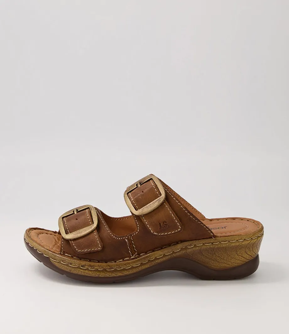 Catalonia 76 Brandy Leather Slides<JOSEF SEIBEL Cheap