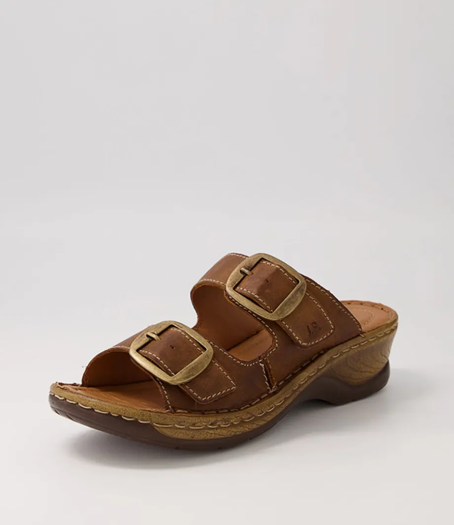 Catalonia 76 Brandy Leather Slides<JOSEF SEIBEL Cheap