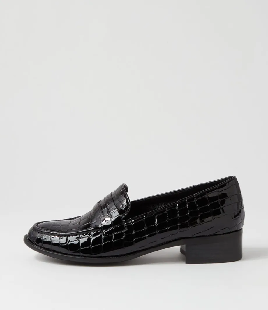 Cathi Black Patent Croc Heels<DJANGO & JULIETTE New