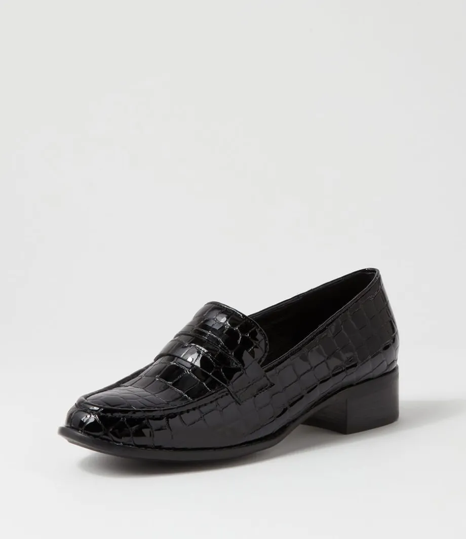 Cathi Black Patent Croc Heels<DJANGO & JULIETTE New
