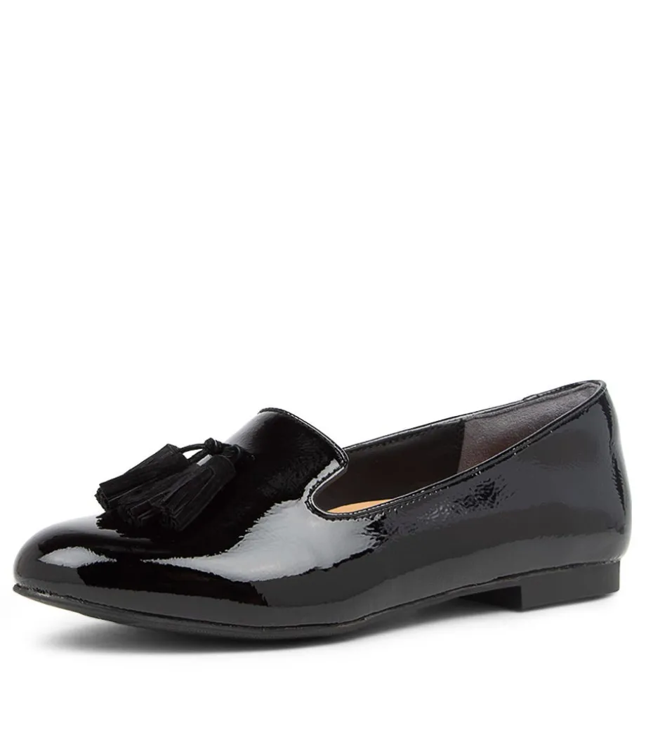 Charter Xf Black Patent Leather Flat Shoes<ZIERA New