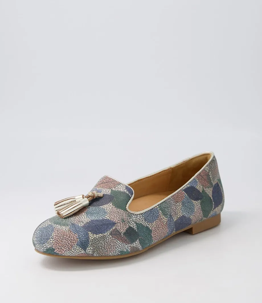 Charter Xf Blue Leaf Gold Multi Flat Shoes<ZIERA Fashion
