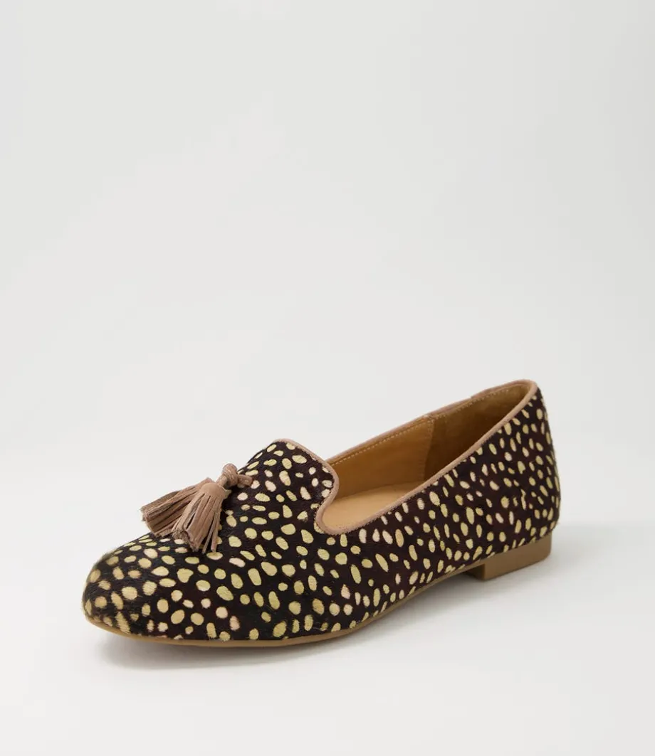 Charter Xf Tan Dot Leopard Choc Multi Flat Shoes<ZIERA Clearance