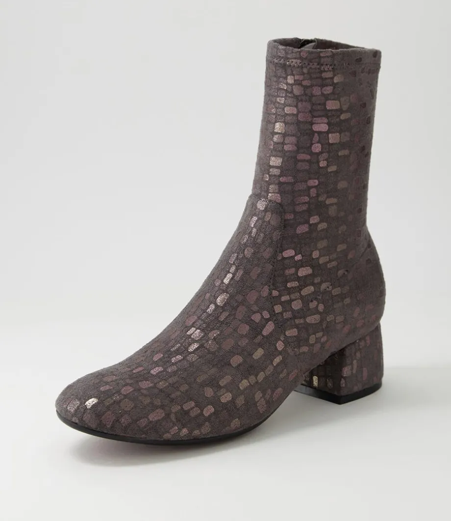 Checkie Grey Sparks Stretch Microsuede Ankle Boots<DJANGO & JULIETTE Flash Sale