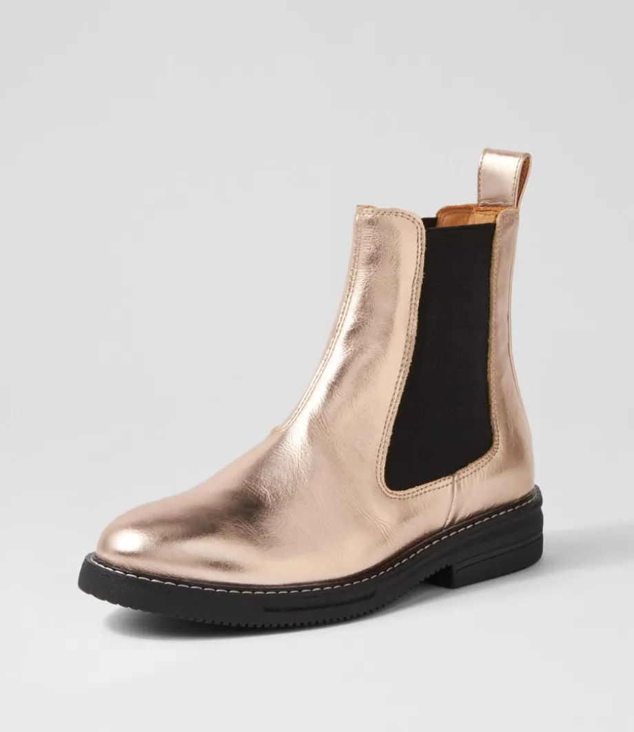Chelsea Rise Boot Rose Gold Foil Leather Chelsea Boots<ROLLIE Clearance