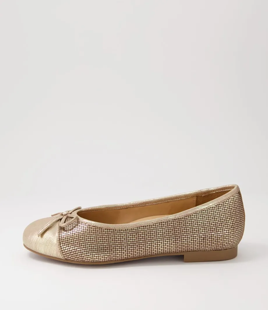 Chelsea Xf Gold Leather Cut Leather Ballet Flats<ZIERA Outlet