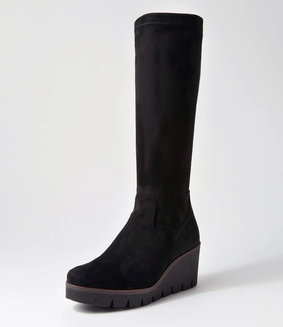 Chloette Schwarz Suede Knee High Boots<GABOR Outlet