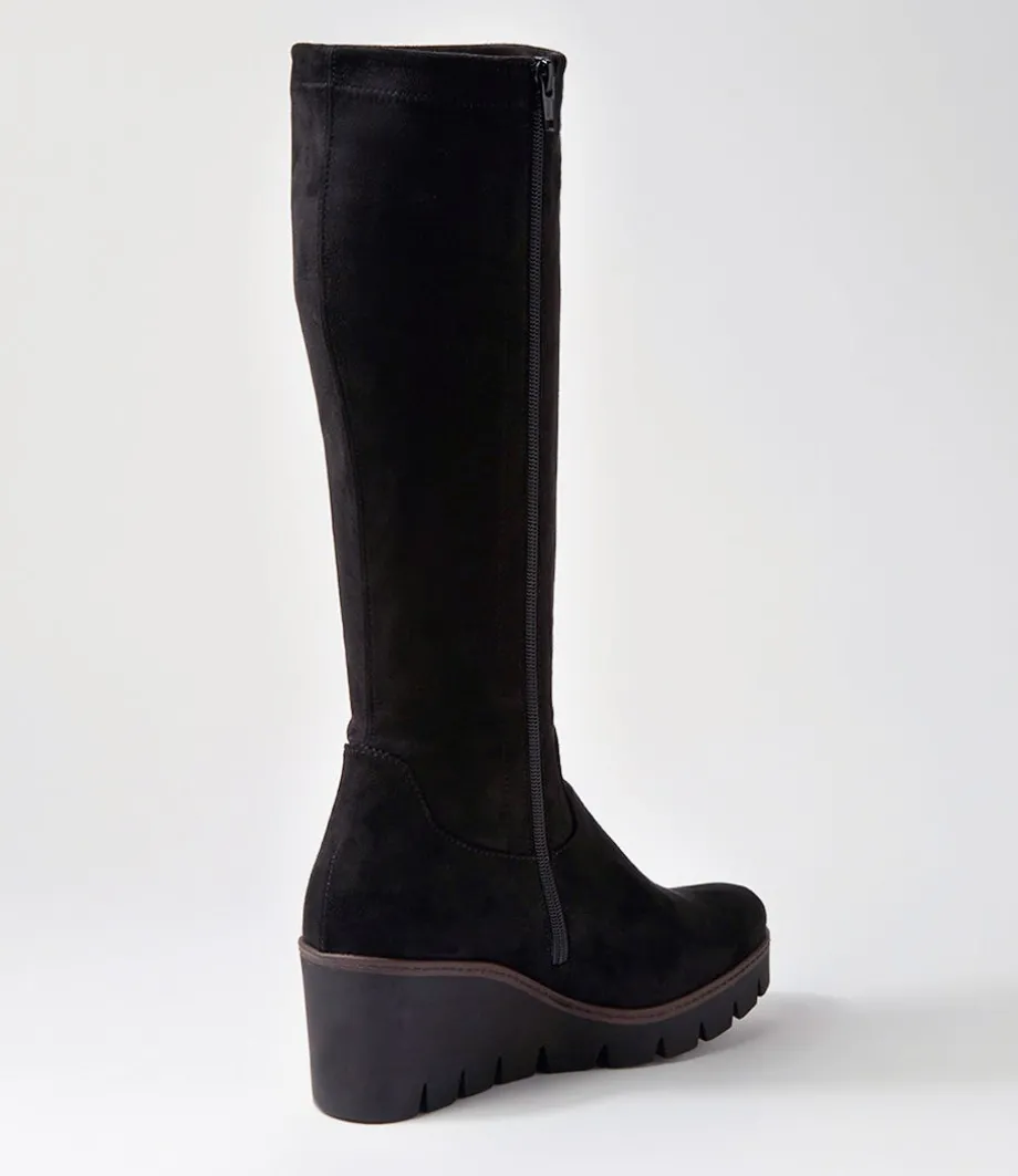 chloette_schwarz_suede_knee_high_boots_2.webp Chloette Schwarz Suede Knee High Boots<GABOR Outlet