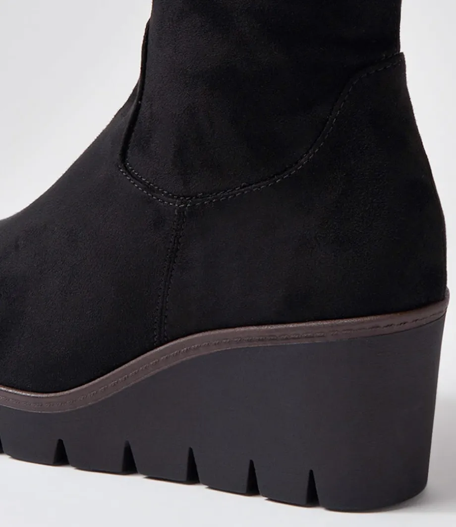 chloette_schwarz_suede_knee_high_boots_4.webp Chloette Schwarz Suede Knee High Boots<GABOR Outlet