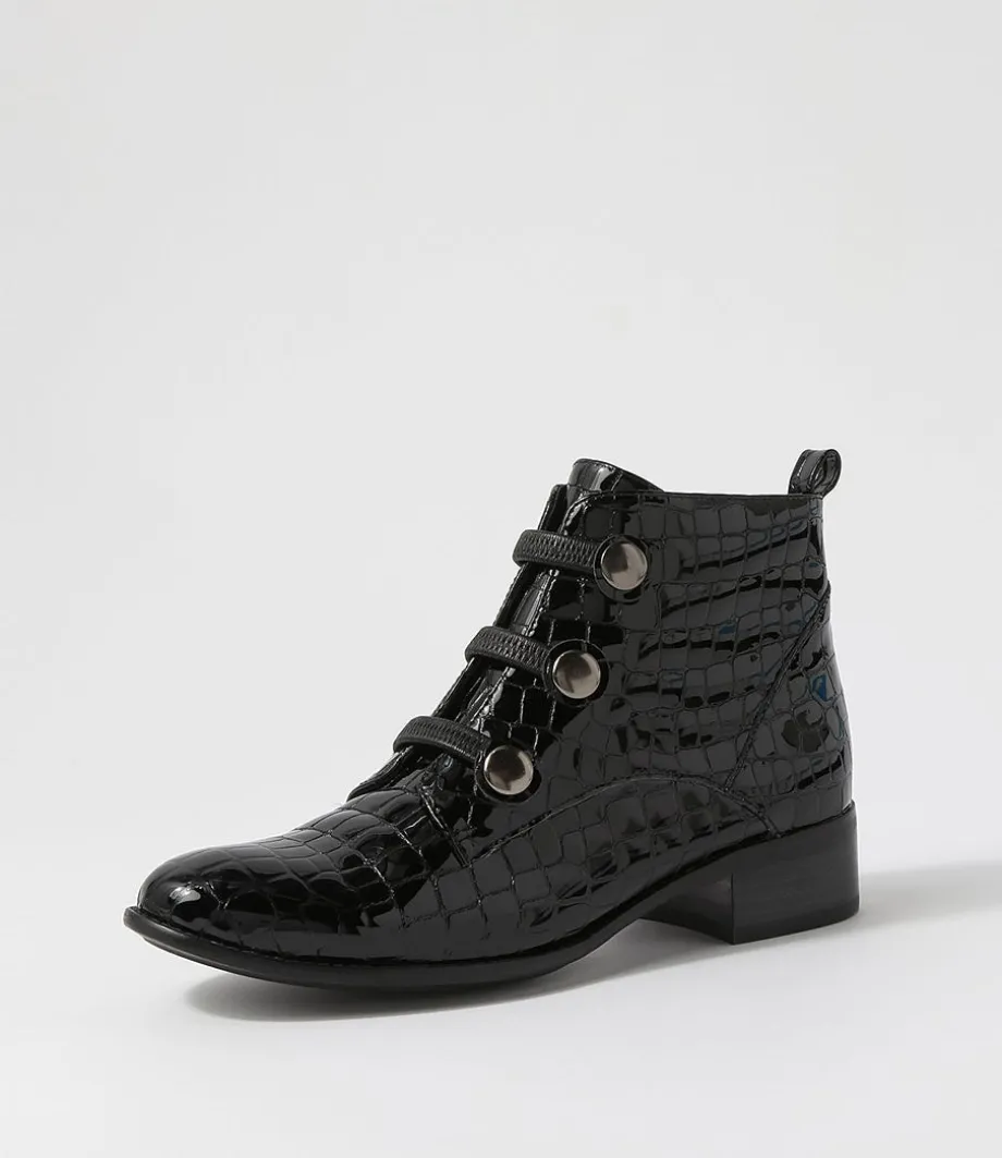 Clemens Black Patent Croc Ankle Boots<DJANGO & JULIETTE Outlet