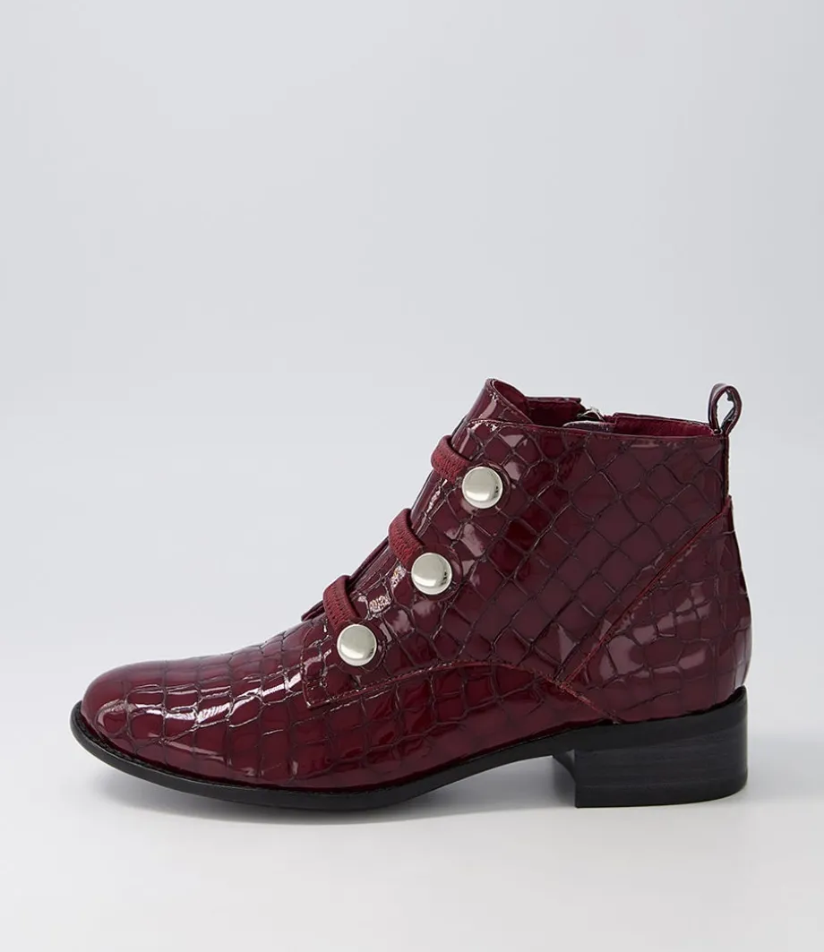 Clemens Claret Patent Croc Ankle Boots<DJANGO & JULIETTE Discount