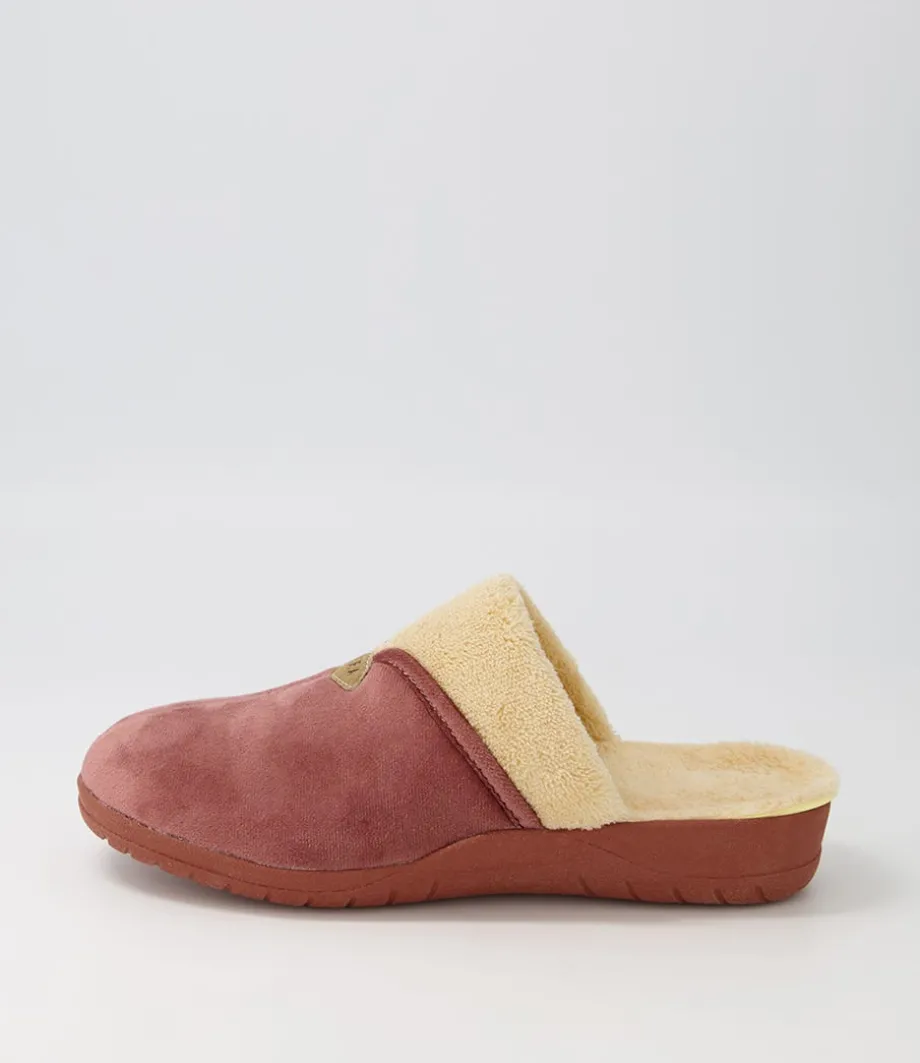 Comfy W Mink Beige Fur Microsuede Slippers<ZIERA Clearance