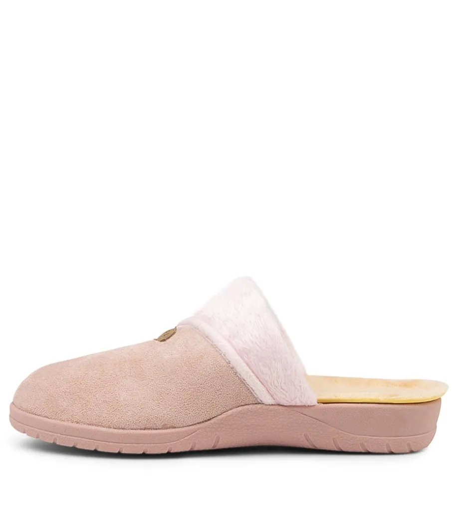 Comfy W Pale Pink Microsuede Slippers<ZIERA Best Sale